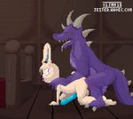  abdominal_bulge all_fours anal anal_penetration animated anthro balls blargsnarf doggystyle dragon erection from_behind lagomorph male male/male mammal penetration penis scalie sex tongue tongue_out 