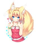  animal_ears blonde_hair blue_eyes fox_ears fox_tail hair_ornament hairclip heart jewelry looking_at_viewer nail_polish necklace original rayn short_hair smile solo tail wristband 