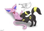  2015 black_fur blush cunnilingus dialogue duo eeveelution espeon female feral fur kyoushiro licking lying male male/male nintendo on_back open_mouth oral pawpads paws pink_fur pok&eacute;mon purple_eyes pussy raised_tail red_eyes sex simple_background smile text tongue tongue_out umbreon vaginal video_games white_background yellow_fur yellow_stripes 