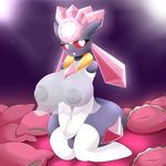  anthro anthrofied clothed clothing diancie elfdrago female humanoid kneeling legendary_pok&eacute;mon legwear nightgown nintendo nipples not_furry open_mouth pillow pok&eacute;mon pok&eacute;morph pose solo stockings video_games voluptuous 