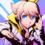  blonde_hair blue_eyes chromatic_aberration ilya_kuvshinov kuma_(persona_4) looking_at_viewer male_focus persona persona_4 persona_4:_dancing_all_night persona_dancing smile solo upper_body 