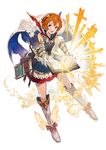  :d andrian_gilang armor book boots cape dress gloves granblue_fantasy hairband highres hoshizora_rin knee_boots love_live! love_live!_school_idol_project open_mouth orange_hair short_hair smile solo winged_boots wings yellow_eyes 