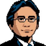  black_hair formal glasses iwata_satoru lowres male_focus necktie nintendo pixel_art smile solo suit transparent_background 