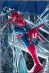  1boy bodysuit marvel murata_yuusuke solo spandex spider-man spider-man_(series) spider_web 