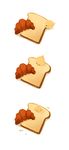  ayu_(mog) bad_id bad_pixiv_id bird bread comic croissant food no_humans original silent_comic simple_background slice_of_bread solo white_background 