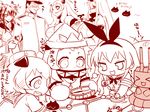  6+girls acorn admiral_(kantai_collection) airfield_hime anchor_hair_ornament anger_vein angry animal_ears bangs blush breasts bunny_ears chibi compass dress dress_shirt elbow_gloves enemy_aircraft_(kantai_collection) gloves hair_ornament hair_ribbon hat headgear horn horns huge_breasts kantai_collection large_breasts long_hair monochrome multiple_girls neckerchief northern_ocean_hime open_mouth pleated_skirt pout rensouhou-chan ribbon sailor_collar sailor_dress sailor_shirt sako_(bosscoffee) school_uniform seaport_hime serafuku shimakaze_(kantai_collection) shinkaisei-kan shirt short_hair sidelocks skirt sleeveless sleeveless_shirt smile translation_request yamato_(kantai_collection) yukikaze_(kantai_collection) 