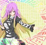  dress eyes_visible_through_hair gradient_hair hair_between_eyes highres hijiri_byakuren holding light_brown_hair long_hair looking_at_viewer masuo multicolored_hair outstretched_arm outstretched_hand purple_hair solo sorcerer's_sutra_scroll touhou two-tone_hair wavy_hair white_dress yellow_eyes 