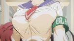  2girls animated animated_gif bouncing_breasts breasts erect_nipples large_breasts misumi_rin multiple_girls okusama_ga_seito_kaichou! okusama_ga_seitokaichou! school_uniform walking 
