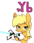  2015 applejack_(mlp) blonde_hair blush equine female friendship_is_magic green_eyes hair horse joycall3 laser mammal my_little_pony pony portal_gun solo 