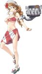  bikini breasts brown_hair full_body garter_straps hair_ornament hat jiji kantai_collection large_breasts littorio_(kantai_collection) long_hair looking_at_viewer machinery miniskirt necktie official_art sarong skirt solo swimsuit torn_clothes transparent_background turret underboob 