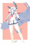  bangs blunt_bangs hair_ribbon headgear kantai_collection long_hair minazuki_tsuyuha murakumo_(kantai_collection) red_eyes remodel_(kantai_collection) ribbon turret white_hair 