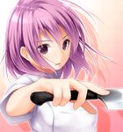  arato_hisako armpit_peek bob_cut chef_uniform foreshortening haryuu_(poetto) knife pink_eyes pink_hair shokugeki_no_souma solo upper_body 