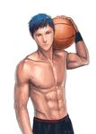  abs aomine_daiki armband basketball blue_eyes blue_hair kamille_areopagita kuroko_no_basuke muscle navel shirtless short_hair 