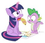  2015 alpha_channel dm29 dragon duo eating equine female feral food friendship_is_magic horn male mammal my_little_pony scalie spike_(mlp) twilight_sparkle_(mlp) winged_unicorn wings 