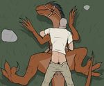  ark_survival_evolved bestiality bridle butt claws clothed clothing cum dinosaur duo eyes_closed feathers female feral grass harness human interspecies larger_female lying male male/female mammal methados missionary_position on_back on_top pants pants_down penetration raptor rock saddle sex shirt size_difference smaller_male teeth toe_claws 