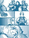  2015 anthro armor cloak clothed clothing comic feline female flora_(twokinds) fur group hair human keidran keiren_(twokinds) male mammal outside simple_background sketch tiger tom_fischbach trace_legacy twokinds white_background 