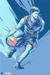  &gt;:) aomine_daiki basketball basketball_uniform kamille_areopagita kuroko_no_basuke male_focus running smile solo sportswear v-shaped_eyebrows 