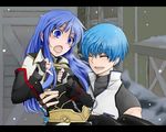  1girl ask_rui blue_eyes blue_hair breasts commentary_request fayt_leingod gloves long_hair maria_traydor short_hair star_ocean star_ocean_till_the_end_of_time 