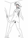  1girl adult ahegao all_the_way_through anatomical_nonsense bad_anatomy bangs bare_shoulders blush breasts collarbone dress female gape hair high_heels intorsus_volo lineart long long_hair monochrome open-back_dress open_mouth original rape rolling_eyes saliva spread_legs standing tears tentacle tentacle_rape tentacle_under_clothes thighs 