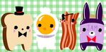  bacon bonnie_(fnaf) chica_(fnaf) egg five_nights_at_freddy&#039;s food foxy_(fnaf) freddy_(fnaf) jam snaxattacks toast video_games 
