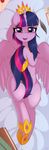  2015 book dakimakura_design envelope equine feathers female feral friendship_is_magic hair hi_res horn long_hair looking_at_viewer lying mammal my_little_pony navel on_back open_mouth purple_eyes ratofdrawn smile solo twilight_sparkle_(mlp) winged_unicorn wings 