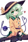  bad_id bad_twitter_id green_eyes green_hair hat hat_ribbon heart heart_of_string isa komeiji_koishi open_mouth ribbon short_hair skirt smile solo third_eye touhou 