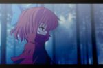  anime_coloring blurry bow cape depth_of_field hair_bow isa letterboxed night red_eyes red_hair sekibanki short_hair solo touhou 