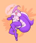  anthro big_breasts breast_grab breasts dialogue female fifi_la_fume fingering french_text fur hair kaboozey mammal masturbation nipple_pinch nipples nude purple_fur purple_hair pussy pussy_juice skunk solo sweat text tiny_toon_adventures warner_brothers 