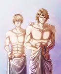  abs blonde_hair brothers fire_emblem fire_emblem_if leon_(fire_emblem_if) male_focus marks_(fire_emblem_if) multiple_boys red_eyes shirtless siblings 