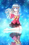  bad_id bad_pixiv_id blue_eyes charlotte_(anime) highres iceblue long_hair reflection school_uniform serafuku silver_hair solo tomori_nao two_side_up 