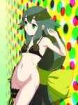  bikini_top bottomless censored gatchaman_crowds green_eyes green_hair itou_nobuhiro leg_garter long_hair mosaic_censoring pussy solo utsutsu very_long_hair 