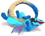  beak blue_eyes capcom claws cute fawnix fur inq lucent_nargacuga monster_hunter nargacuga scales shadow simple_background spots spotted_fur video_games wings wyvern 