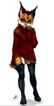  bigger_version_at_the_source clothing feline legwear looking_at_viewer lynx mammal miyu_lynx miyuinhiding nintendo solo star_fox stockings sweater video_games 