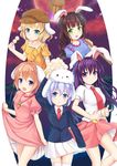  :d :t animal animal_ears animal_on_head blonde_hair blue_eyes blue_hair brown_hair bunny_ears carrot_necklace cloud cosplay dango dress flat_cap floppy_ears food full_moon gochuumon_wa_usagi_desu_ka? green_eyes hat hoto_cocoa inaba_tewi inaba_tewi_(cosplay) kafuu_chino kine kirima_sharo long_hair long_sleeves looking_at_viewer lunatic_gun mochi moon multiple_girls necktie night night_sky niiya on_head open_mouth orange_shirt pink_dress plate puffy_short_sleeves puffy_sleeves purple_eyes purple_hair red_hair red_moon reisen reisen_(cosplay) reisen_udongein_inaba reisen_udongein_inaba_(cosplay) ringo_(touhou) ringo_(touhou)_(cosplay) seiran_(touhou) seiran_(touhou)_(cosplay) shirt short_hair short_sleeves skewer skirt skirt_hold sky smile star_(sky) starry_sky suit_jacket tedeza_rize thighhighs tippy_(gochiusa) touhou triangle_mouth ujimatsu_chiya wagashi white_legwear 