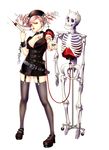  bad_id bad_pixiv_id biscology blood drill_hair intravenous_drip legs nurse original short_hair skeleton solo syringe thighhighs twintails yellow_eyes 