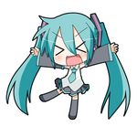  &gt;_&lt; :d chibi chibi_miku closed_eyes hatsune_miku minami_(colorful_palette) open_mouth simple_background smile solo thighhighs twintails vocaloid zettai_ryouiki 