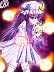  book cain.ou crescent hat highres long_hair patchouli_knowledge purple_eyes purple_hair ribbon solo touhou 