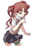  date_(senpen) hands licking school_uniform shirai_kuroko skirt solo thigh_strap to_aru_majutsu_no_index twintails vest 