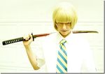  bleach blonde_hair cosplay hirako_shinji katana lowres photo sword vizard weapon 