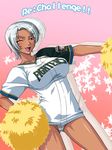  baseball_uniform clothes_writing dark_skin emina&amp;aki hokkaido_nippon-ham_fighters kagami_hirotaka nippon_professional_baseball no_pants one_eye_closed original panties pom_poms potur short_hair solo sportswear underwear white_hair 