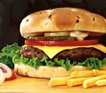  derivative_work food french_fries hamburger lettuce no_humans onion original photorealistic pickle still_life tomato usatan_(artist) 