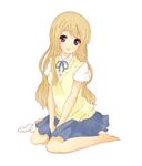 blonde_hair blue_eyes k-on! kotobuki_tsumugi long_hair satouko school_uniform sitting solo wariza 