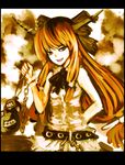  bad_id bad_pixiv_id bare_shoulders belt brown_eyes brown_hair cuffs evil_smile hal360 hand_on_hip horns ibuki_suika looking_at_viewer oni parted_lips shackles smile solo touhou 