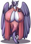  alpha_channel anthro areola avian beak big_breasts blue_eyes breasts claws clothing feathers female gryphon hair huge_breasts hyper hyper_breasts naughtygryph nipples simple_background solo talons transparent_background wings 