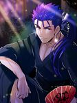  bad_id bad_pixiv_id blue_hair fate/stay_night fate_(series) highres japanese_clothes kimono lancer long_hair male_focus ponytail red_eyes shimo_(s_kaminaka) solo 