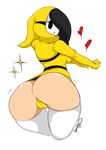  1girl ass curvy from_behind genderswap hips mario_(series) mask red_hair shy_guy simple_background solo super_mario_bros. thick_thighs thighs thong white_legwear wide_hips yellow_dress 