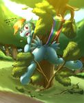  2015 angry anus blush english_text equine female feral friendship_is_magic hi_res leaves mammal my_little_pony otakuap pegasus pussy rainbow_dash_(mlp) solo text tree wings 