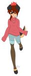  anthro black_fur brown_fur brown_hair character clothing fan_character female floppy_ears flower folded_ears freeze-pop88 fur german german_shepperd hair invalid_tag legwear oversized_sweater pink_flower plant shepperd stockings sweater 