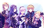  3girls armor bad_id bad_pixiv_id blonde_hair brother_and_sister brothers camilla_(fire_emblem_if) closed_eyes elise_(fire_emblem_if) female_my_unit_(fire_emblem_if) fire_emblem fire_emblem_if hair_ribbon hairband leon_(fire_emblem_if) long_hair marks_(fire_emblem_if) multiple_boys multiple_girls my_unit_(fire_emblem_if) nyowaa417 purple_hair red_eyes ribbon siblings sisters twintails 