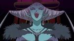  1girl animated animated_gif bouncing_breasts breasts dress drill_hair earrings eye_shadow female gray_hair green_skin jewelry large_breasts laughing lingerie_senshi_papillon_rose long_gloves long_hair pointy_ears regina_apis_(lingerie_senshi_papillon_rose) silver_hair solo teeth throne wings 